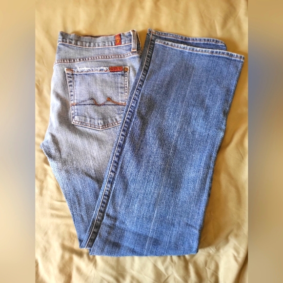 7 for all Mankind button fly boy-cut straight leg jeans size 32 - Picture 1 of 9